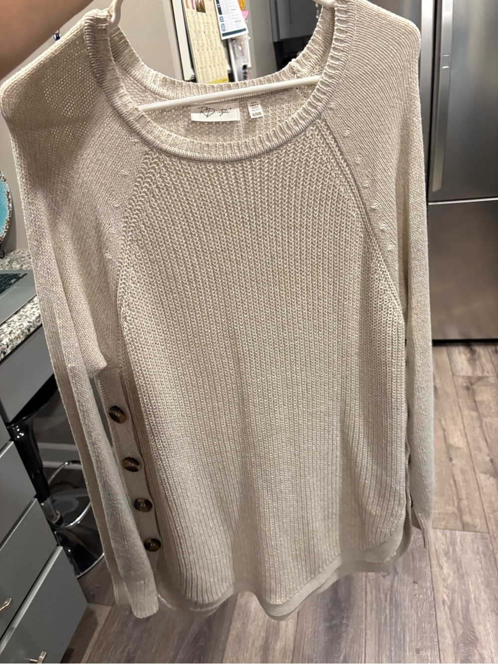 Women’s Cream Side-Button Knit Sweater - Picture 7 of 7